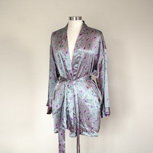 Victoria's secret satin Floral matching robe & top sleep set